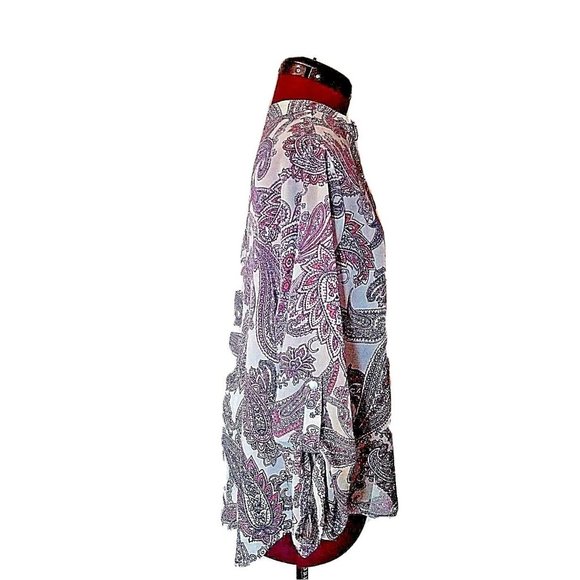 Almost Famous Womens Blouse Top Size Large Multicolor Paisley Long Slee… - Picture 3 of 6